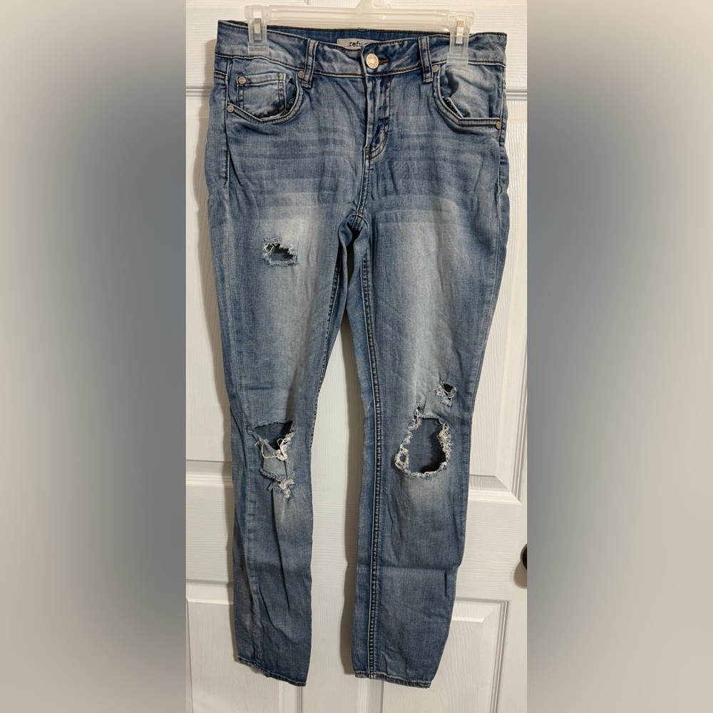Refuge Light Blue Distressed Skinny Jeans